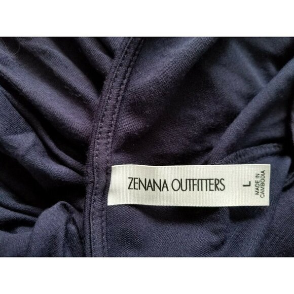 Zenana Viscose Stretch Jersey Short Sleeve Round Neck A Line Dress Navy Sz (L) - Picture 4 of 8